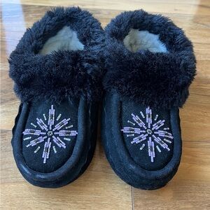 Moose Hide Leather Moccasin Shoes Loafer fur ankle boat